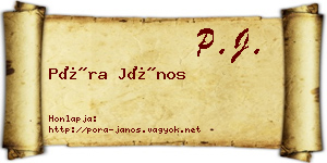 Póra János névjegykártya